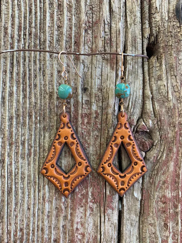 Diamond Cut Out with Turquoise Earrings