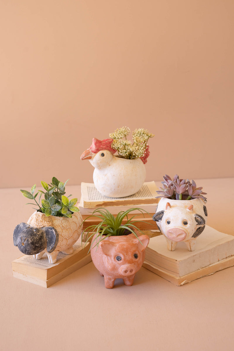 animal planters for succulents Set of 4 Farm Animal Planters – Montana Rustic Accents