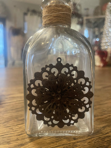Glass Container Decoration w/ Metal Design