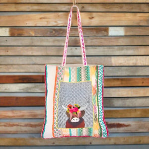 Patched Highland Cow Tote Bag 14x16"