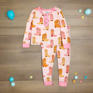 Pink Cowgirl Boots Toddler Pajama Set