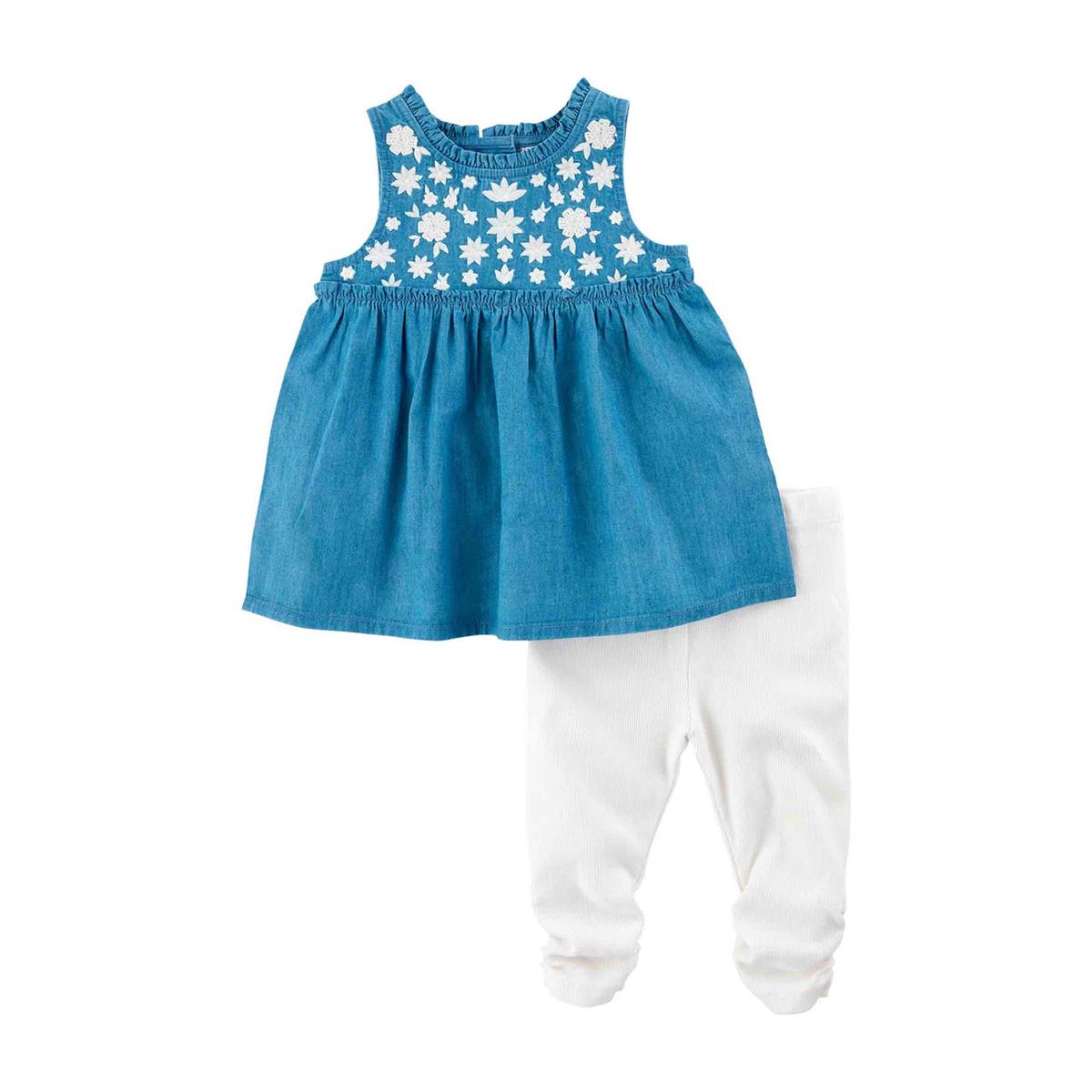 Mud Pie Embroidered Denim Tunic & Capri Set 5T
