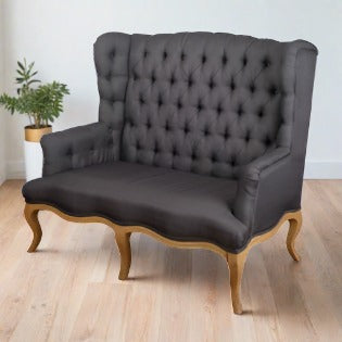 Tall Black Tufted Sofa - Pick Up only