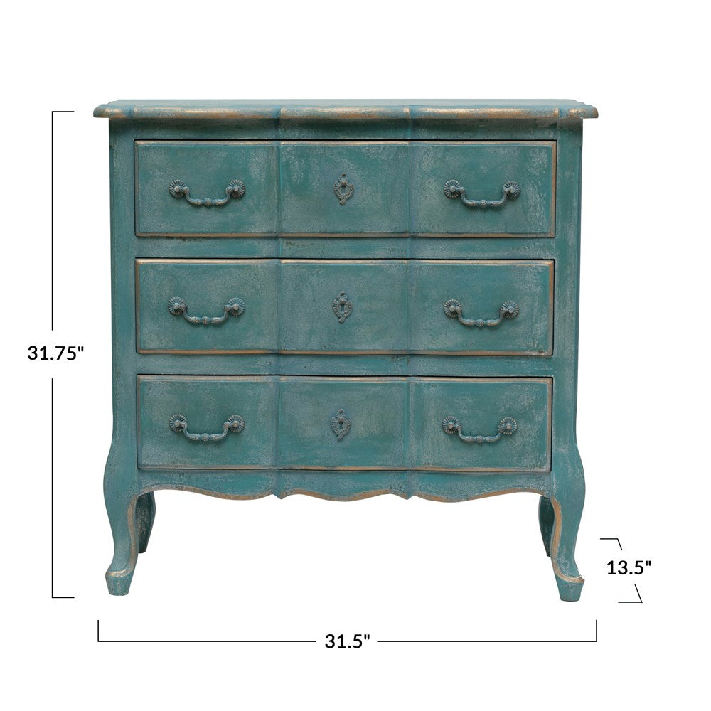 Various Wood Home Dresser Cabinet, Distressed Blue