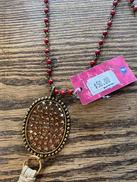 Pink Panache Caramel and Red Necklace