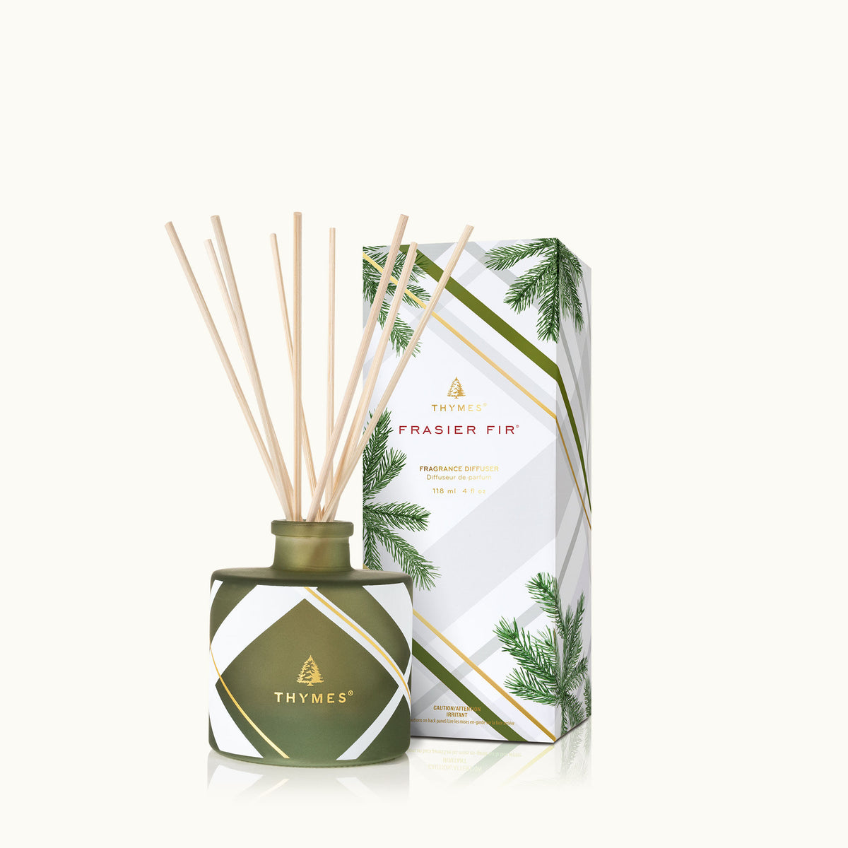 Thymes Frasier Fir Frosted Plaid Petite Reed Diffuser – Montana