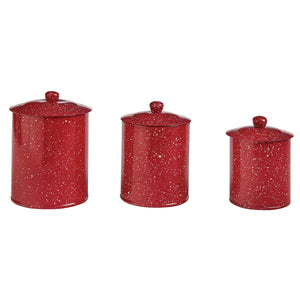 Large Red Granite Enamelware Canister