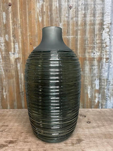 Teal Vase Clear and Ridges