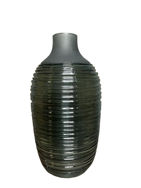 Teal Vase Clear and Ridges