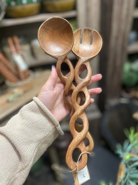 Twisted Wood Serving Set