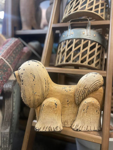 Wooden Sculpted Long Haired Dog