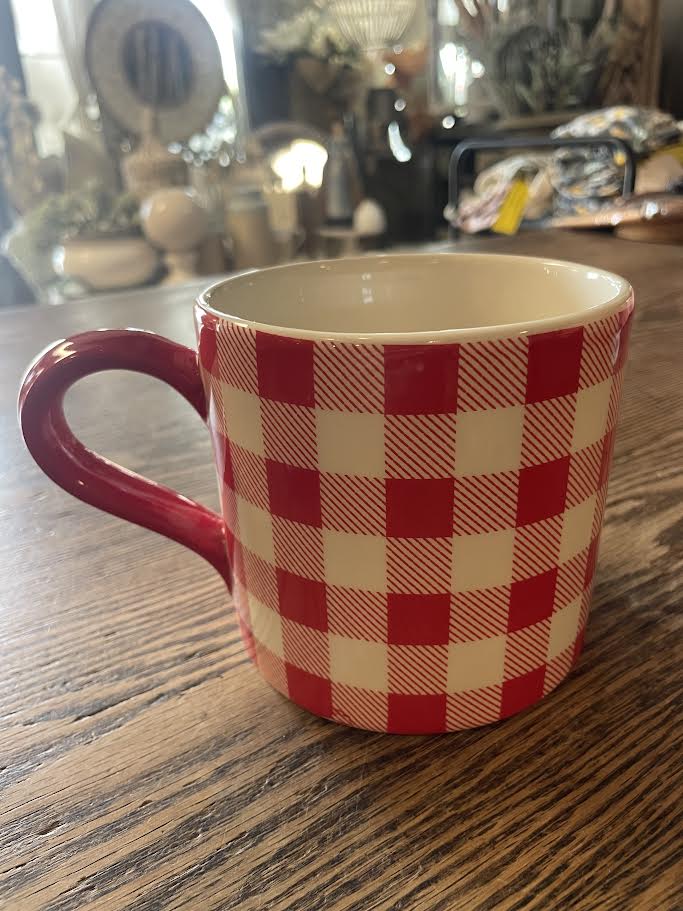 Red Gingham Mug