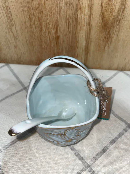 Ceramic Basket w/ Spoon