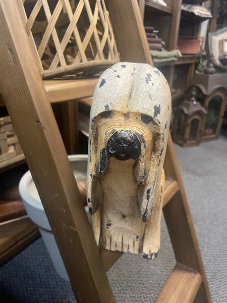 Wooden Sculpted Long Haired Dog