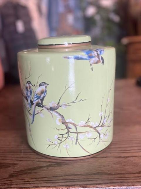 Green Urn w/ Blue Birds