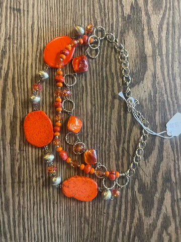 Orange and Gold Colored Necklace