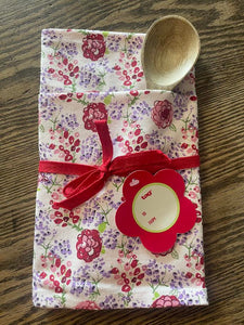 Floral Dishtowel w/ Wooden Spoon