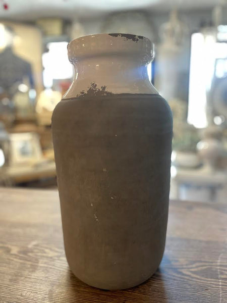 Gray Vase w/ White Glazed Top