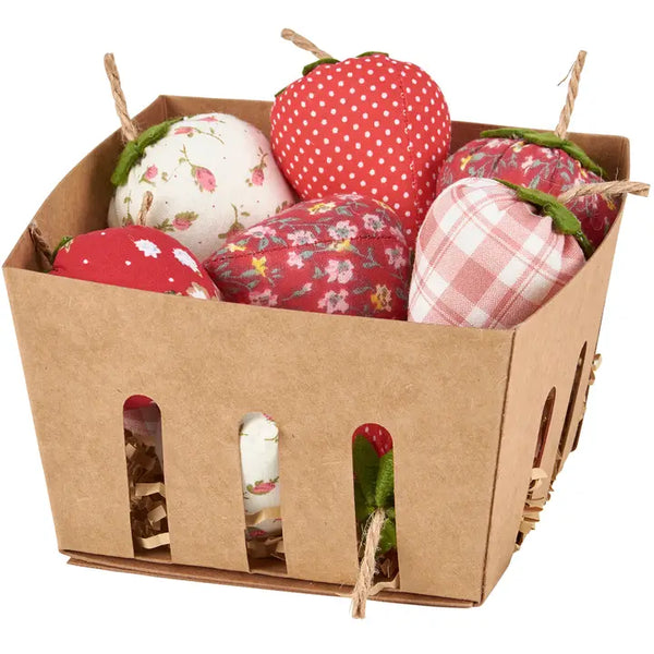 Fabric Strawberries in Basket