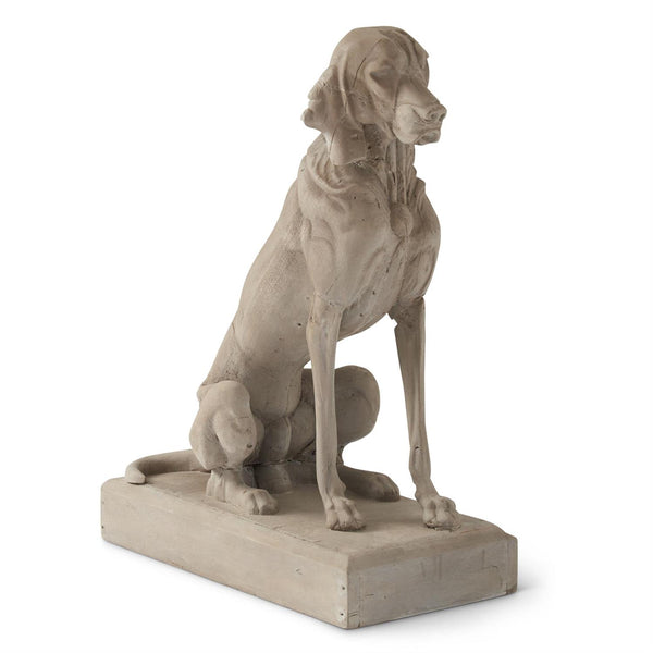 32.5 Inch Brown Wood Handcarfted Dog Sitting on Base