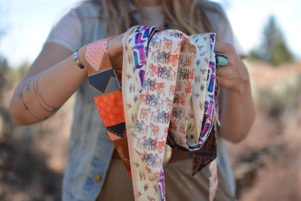 Frontier Bound Quilted Patchwork Silk Twilly Scarf