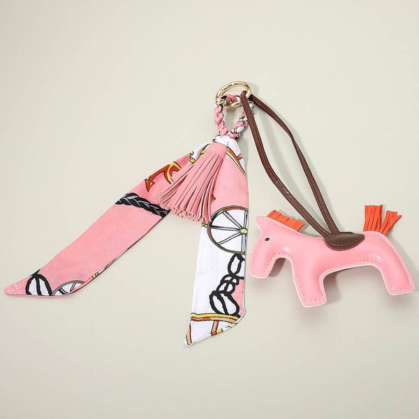 Faux Leather Horse Tassel Scarf Keychain / Bag Charm