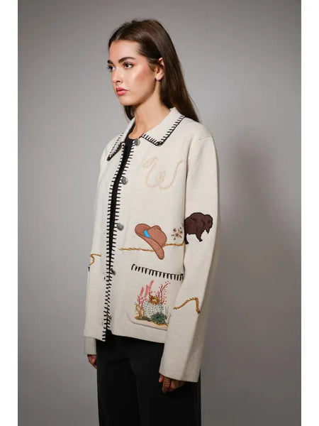 Motif Wool Blend Sweater Jacket