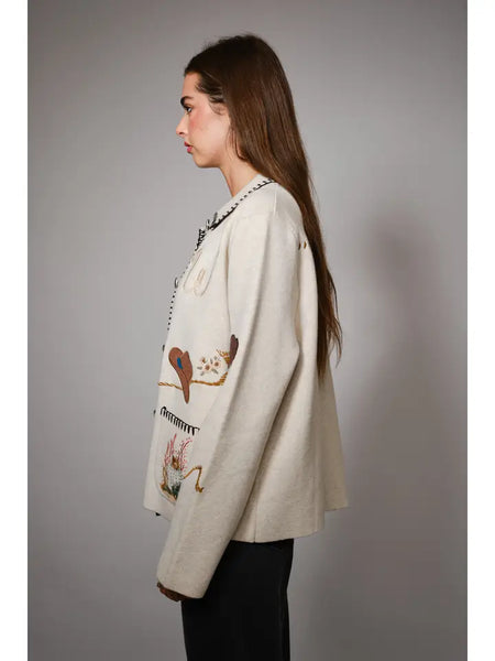 Motif Wool Blend Sweater Jacket