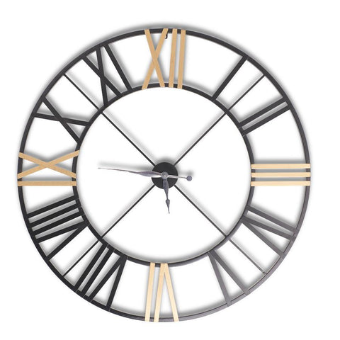 48 INCH OPEN BACK BLACK AND GOLD METAL WALL CLOCK~Pick up only