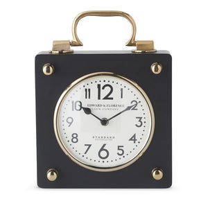 11.5 INCH BLACK AND GOLD SQUARE METAL EUROPEAN CLOCK