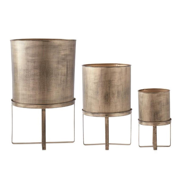 GOLD & BLACK METAL MODERN PLANTERS ON STANDS 3 Size Options
