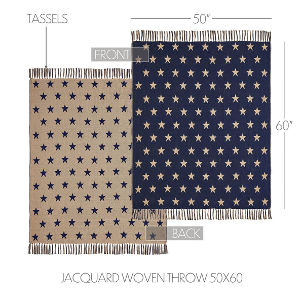 Patriotic Star Woven Throw Blanket 50x60 Americana