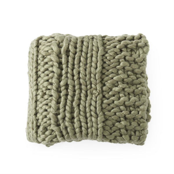 60 Inch Green Hand Knit Braided Throw Blanket