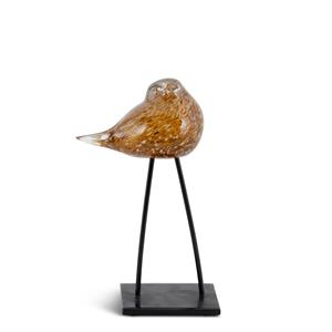 BROWN & GOLD SPECKLED GLASS BIRDS W/LONG METAL LEGS-2 Size Options