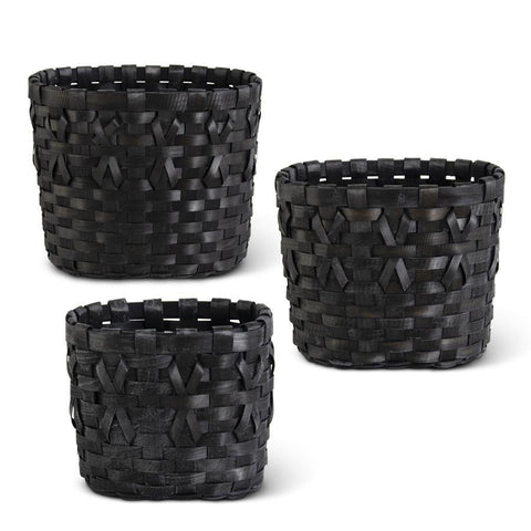 Black Oval Chip Wood Nesting Baskets