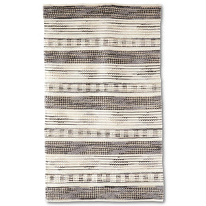 BLACK GRAY CREAM WOVEN WOOL AREA RUG (8X10)~Pick up only