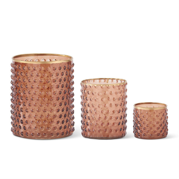 Set of 3  Dot Embossed Containers w/Gold Painted Rim 2 Color Options