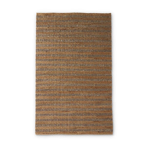 HANDCRAFTED TAN & GRAY WOVEN AREA RUG (5X8)