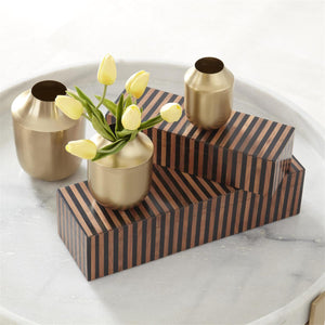 Set of 2 Rectangular Brown & Black Tile Lidded Boxes