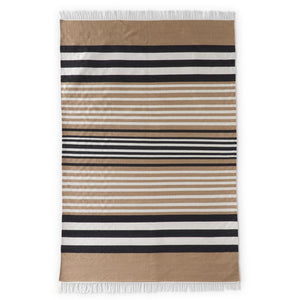 HANDCRAFTED CREAM TAN & BLACK STRIPED AREA RUG (8X10) Pick up only