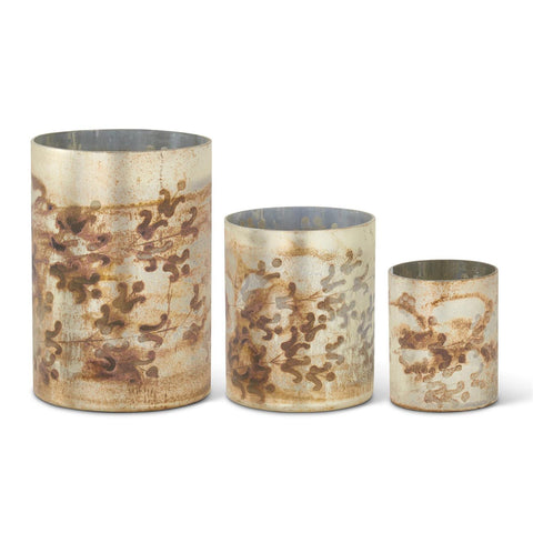 BURNT CHAMPAGNE ETCHED GLASS VOTIVES 3 Size Options