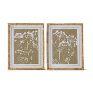 27.5 INCH QUEEN ANNE LACE PRINTS W/RATTAN WRAPPED FRAMES 2 Style Options