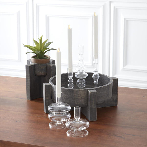 Set of 2 Black Washed Bowls on Removeable Stands