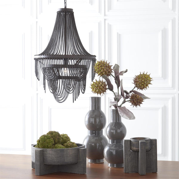 Set of 2 Black Washed Bowls on Removeable Stands