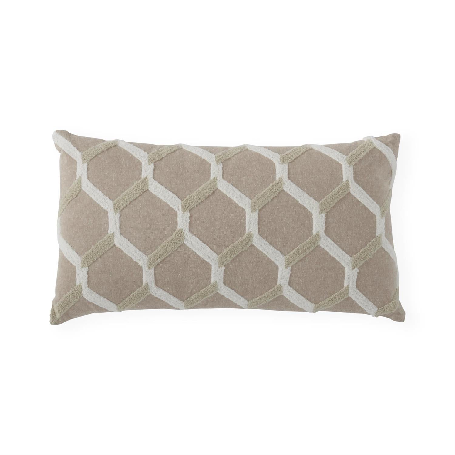 20" Tan & Cream Hexagon Lumbar Pillow