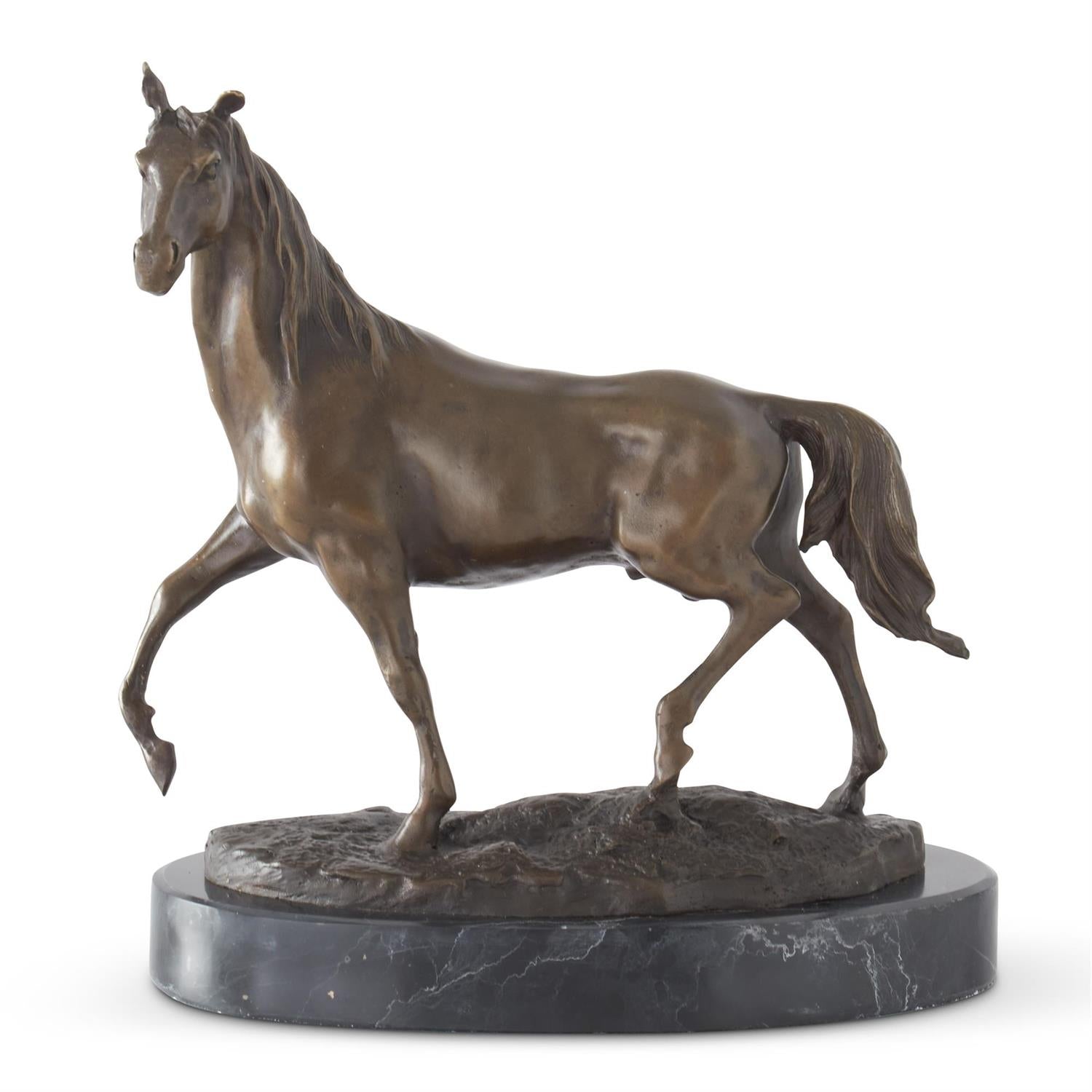 10.5 Inch Horse Bronze Sculpture on Marble Base