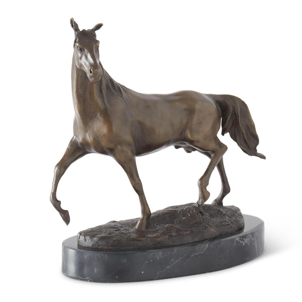 10.5 Inch Horse Bronze Sculpture on Marble Base