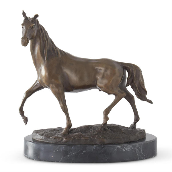 10.5 Inch Horse Bronze Sculpture on Marble Base