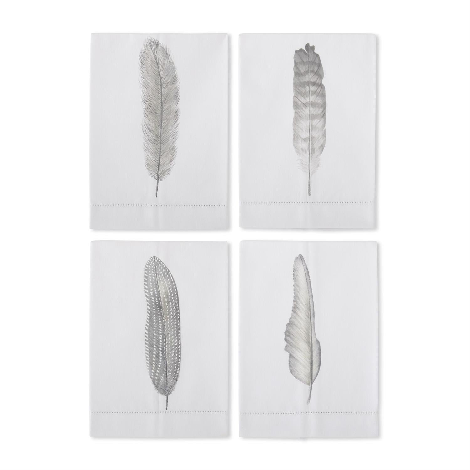 Assorted Feather Hand Painted Cotton Guest Towels (4 Styles)