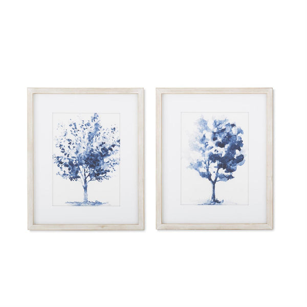 Assorted 23.5 Inch Natural Framed Blue Tree Prints (2 Styles)